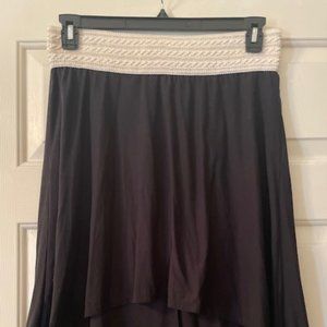 NoBo High Low Black skirt w/ White elastic waist Large 11/13 NWOTs No Boundaries